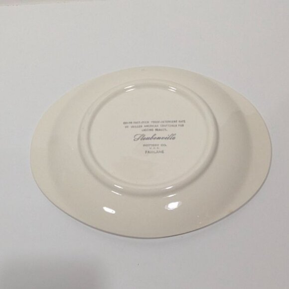 Steubenville Fairlane Oval Dinner Plate Pink Blue Floral Design Vintage Pottery - Picture 10 of 11